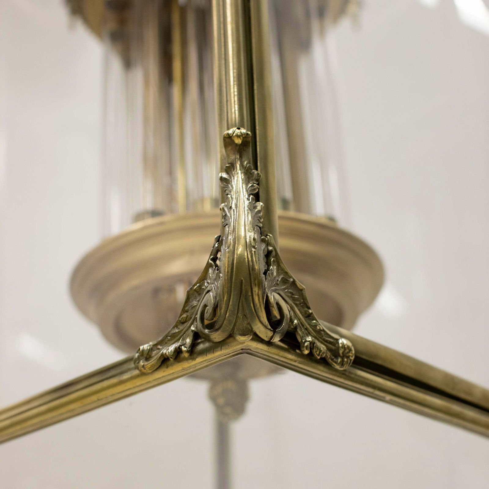 Large English 18th Century Adams Style Polished Brass Hanging Lantern photo vinterior