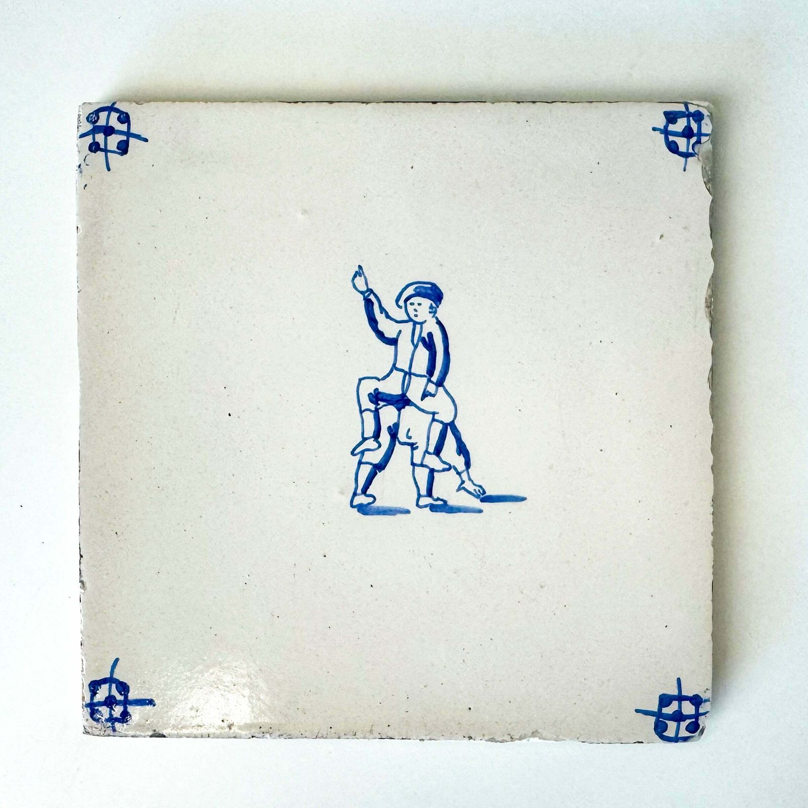 Set Of 6 Antique 18th Century Dutch Delft Tiles photo vintage