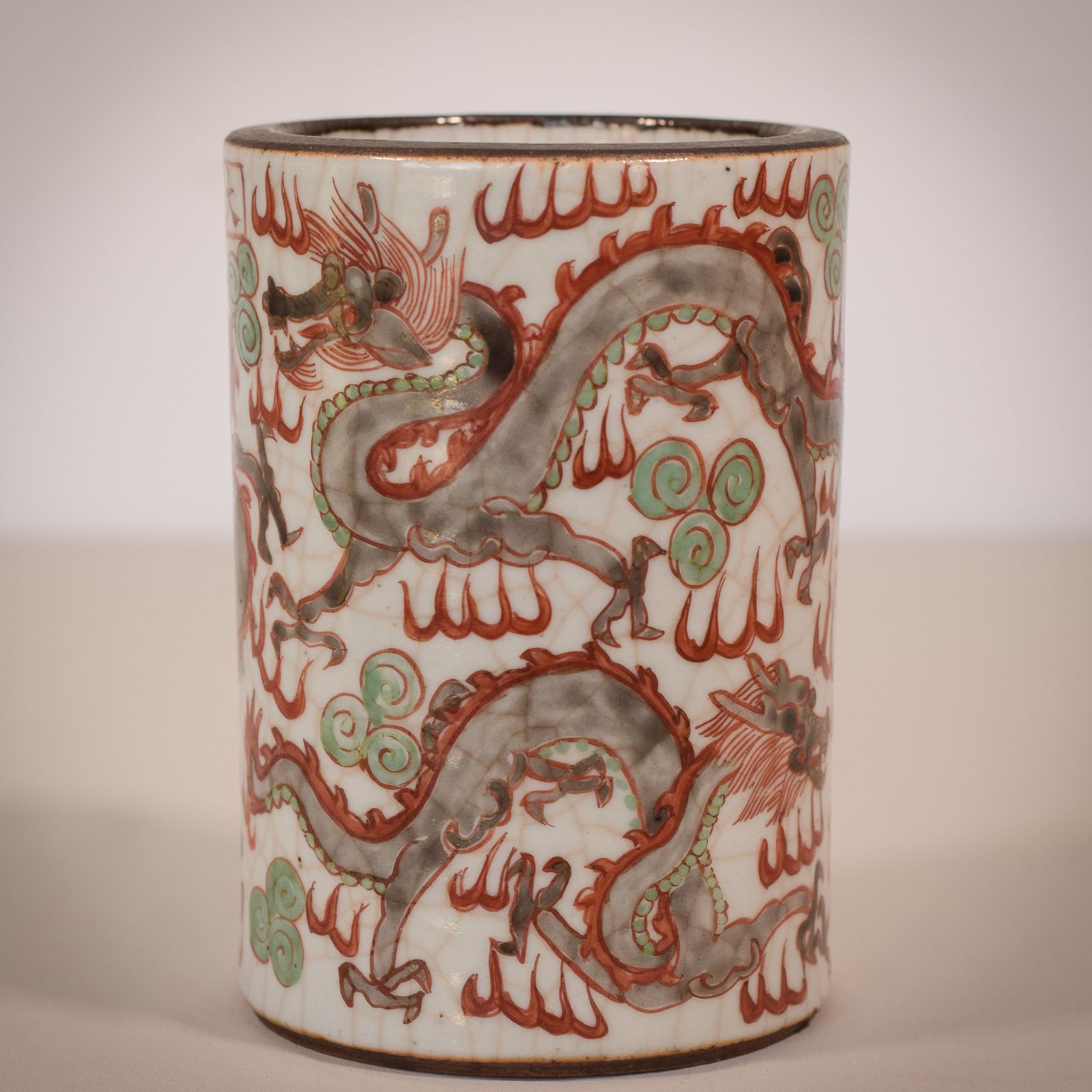 Gesigneerde Chinese Kraakporseleinen Penseelenhouder photo Woonaccessoires