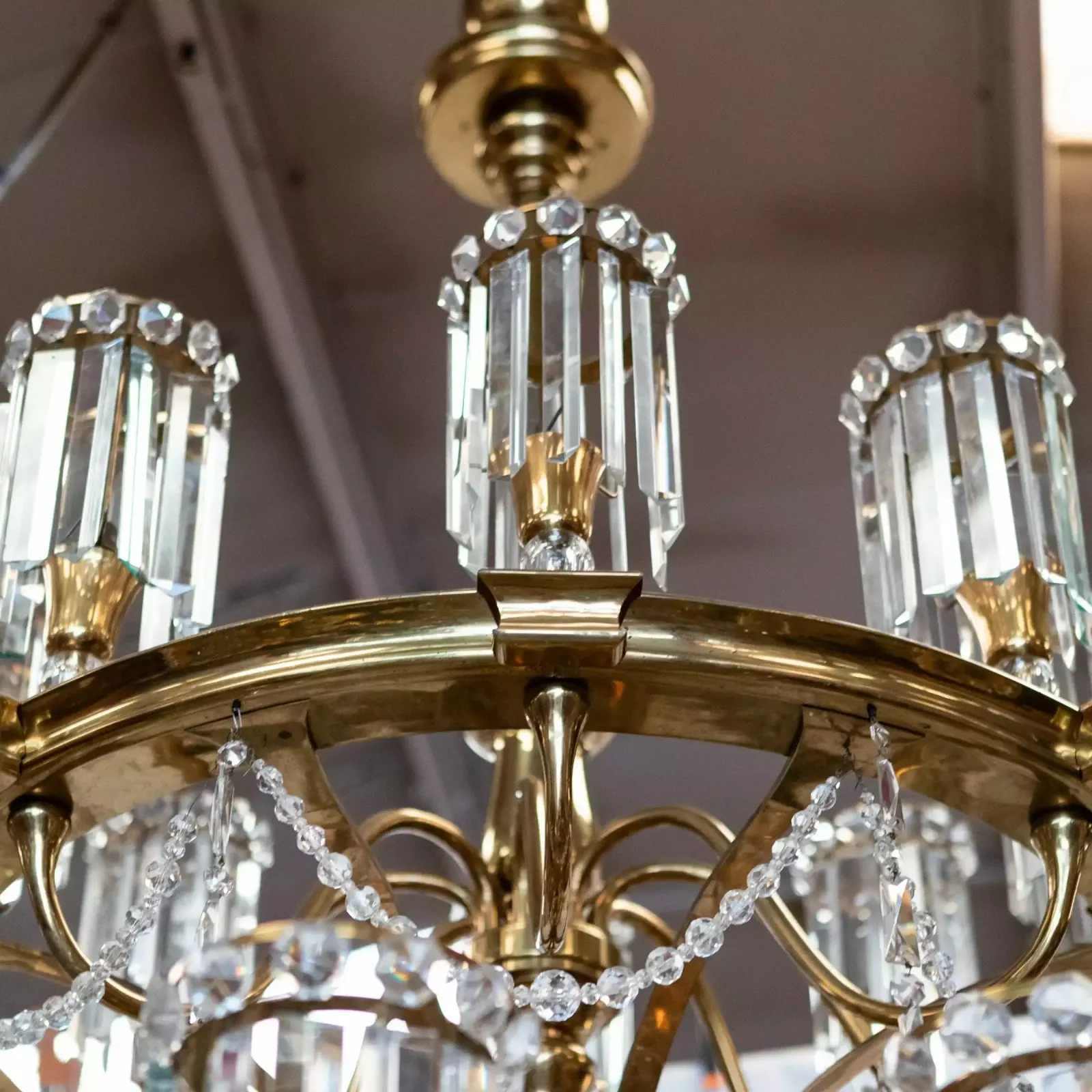 photo furniture Giant Reclaimed Brass & Crystal Chandelier | >4m Tall