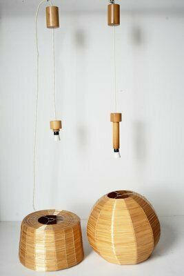 photo for sale Mid Century Czechoslovakian Pendant Lights By Stanislav Kucera For Uluv, 1970s, Set Of 2