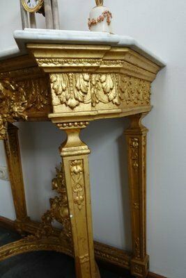 Antique Carved Gilded Wooden Console Table, 1890s photo vintage