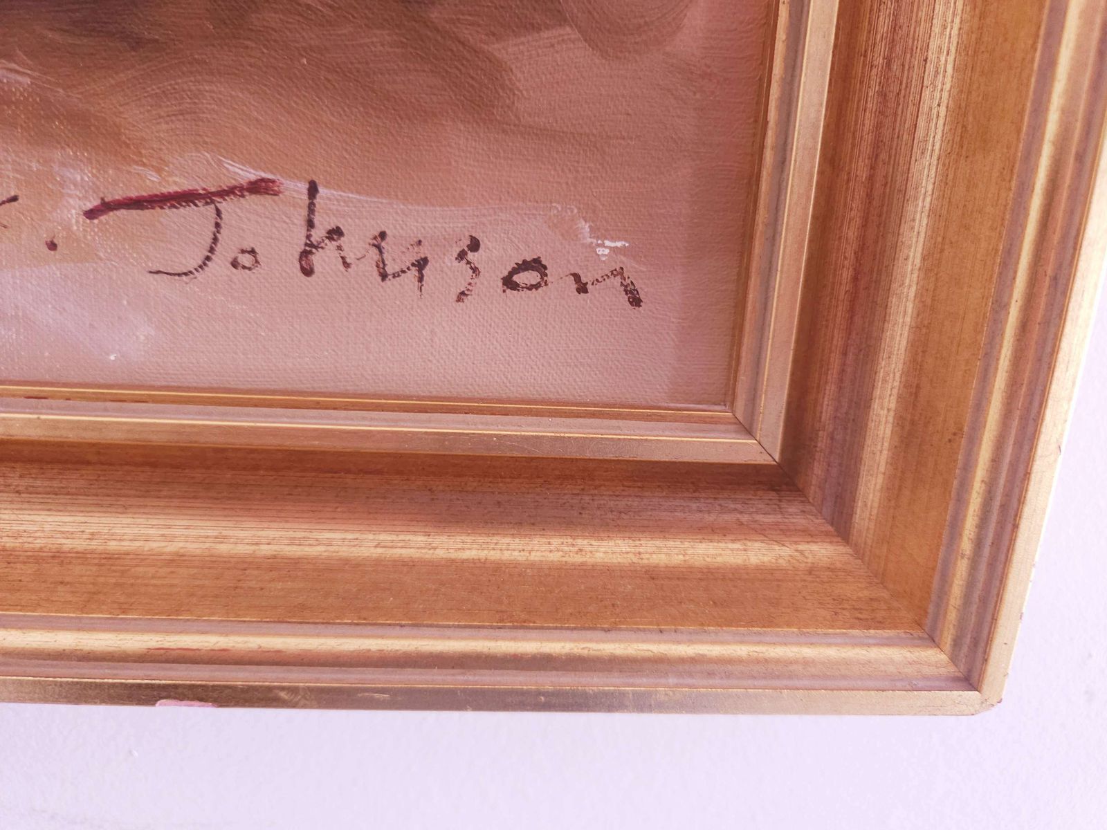 Large, Framed Floral Oil On Canvas Of Yellow Roses Signed By Artist C.Johnson photo vinterior