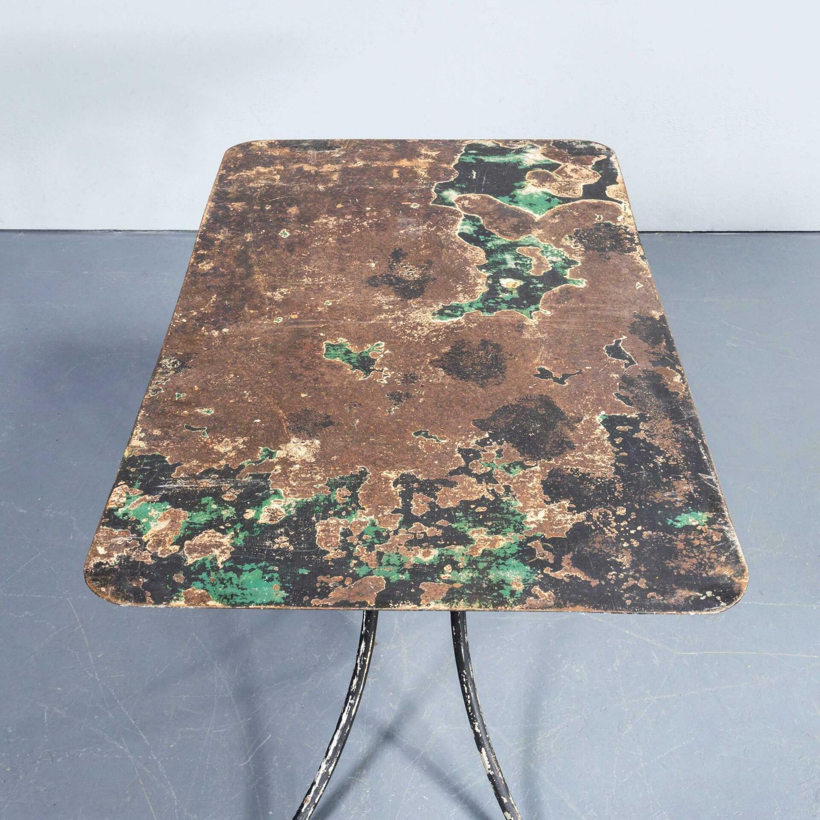 1940’s French Metal Rectangular Outdoor Dining Table – Splayed Base photo furniture