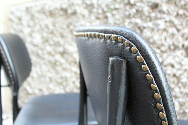 Furniture Vintage Office Chairs In Black Leather From Cassina, Italy, 1950s, Set Of 2 photo