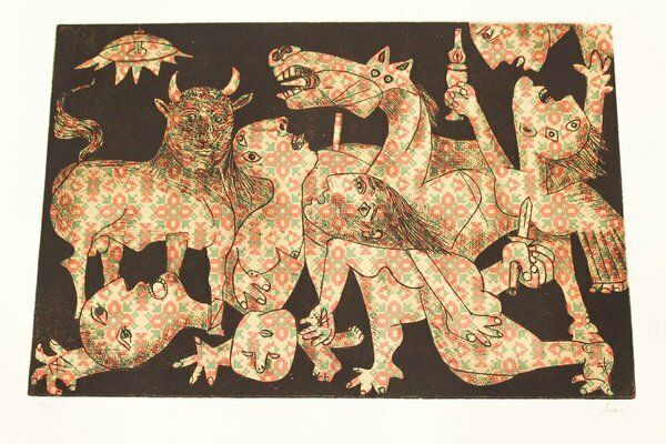 Enrico Baj, Guernica, 1960s, Aquatint, Framed photo buy