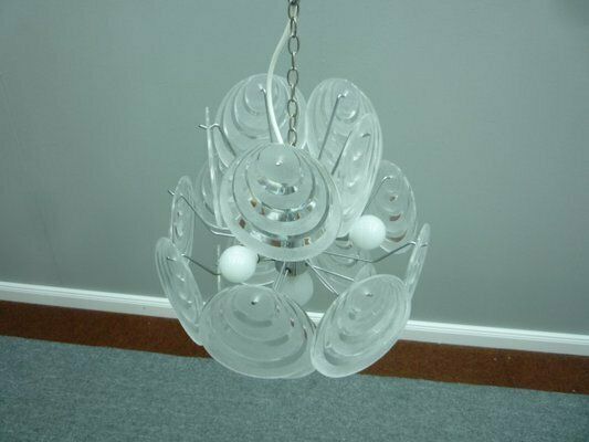 Mid Century Italian Acrylic Glass And Chrome Pendant Lamp, 1960s photo Lighting