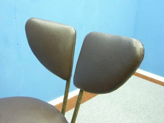 photo furniture Mid Century Leather And Steel Bar Stools, 1950s, Set Of 4