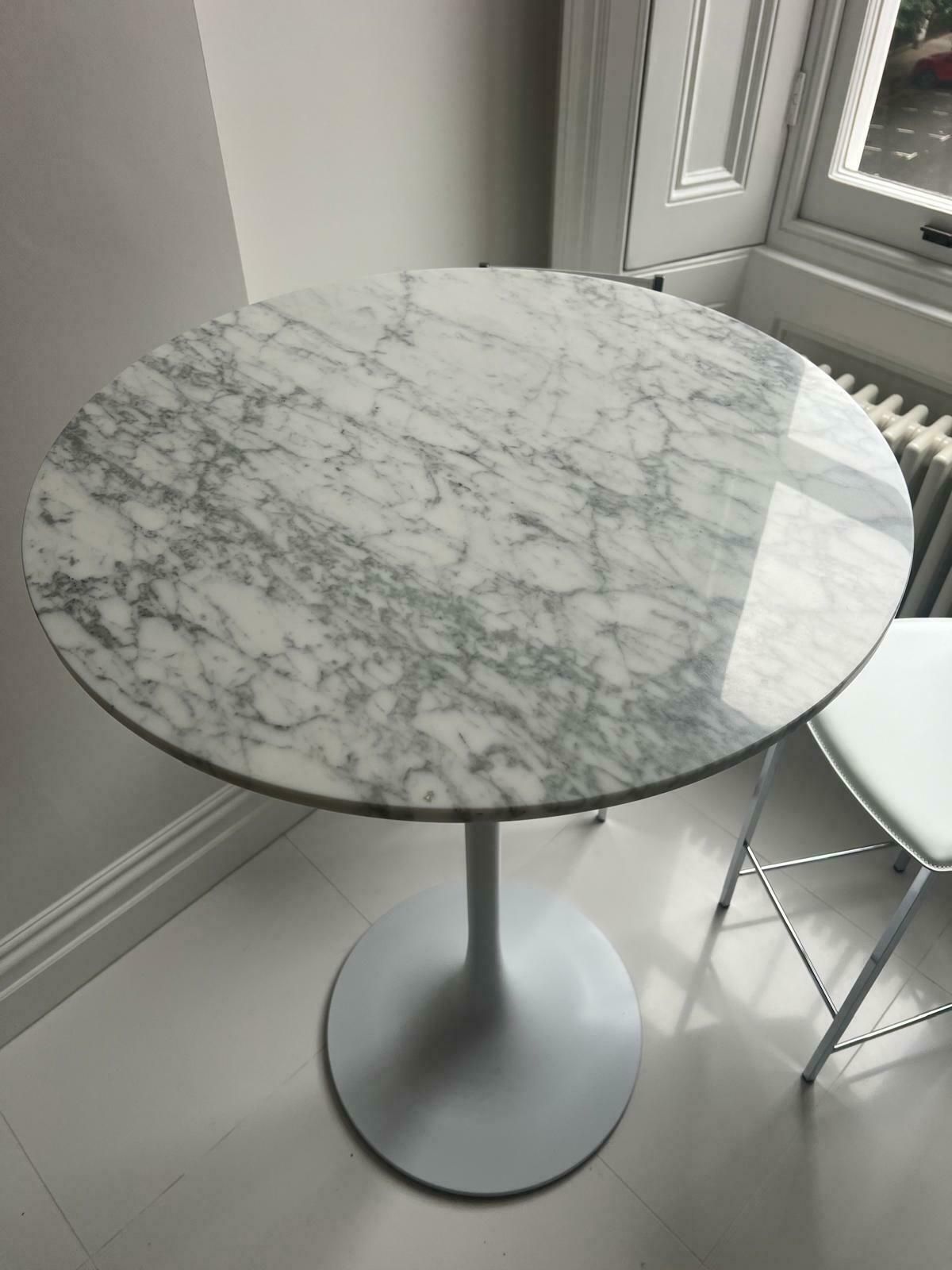 Tulip Style White Marble Bar Table photo for sale