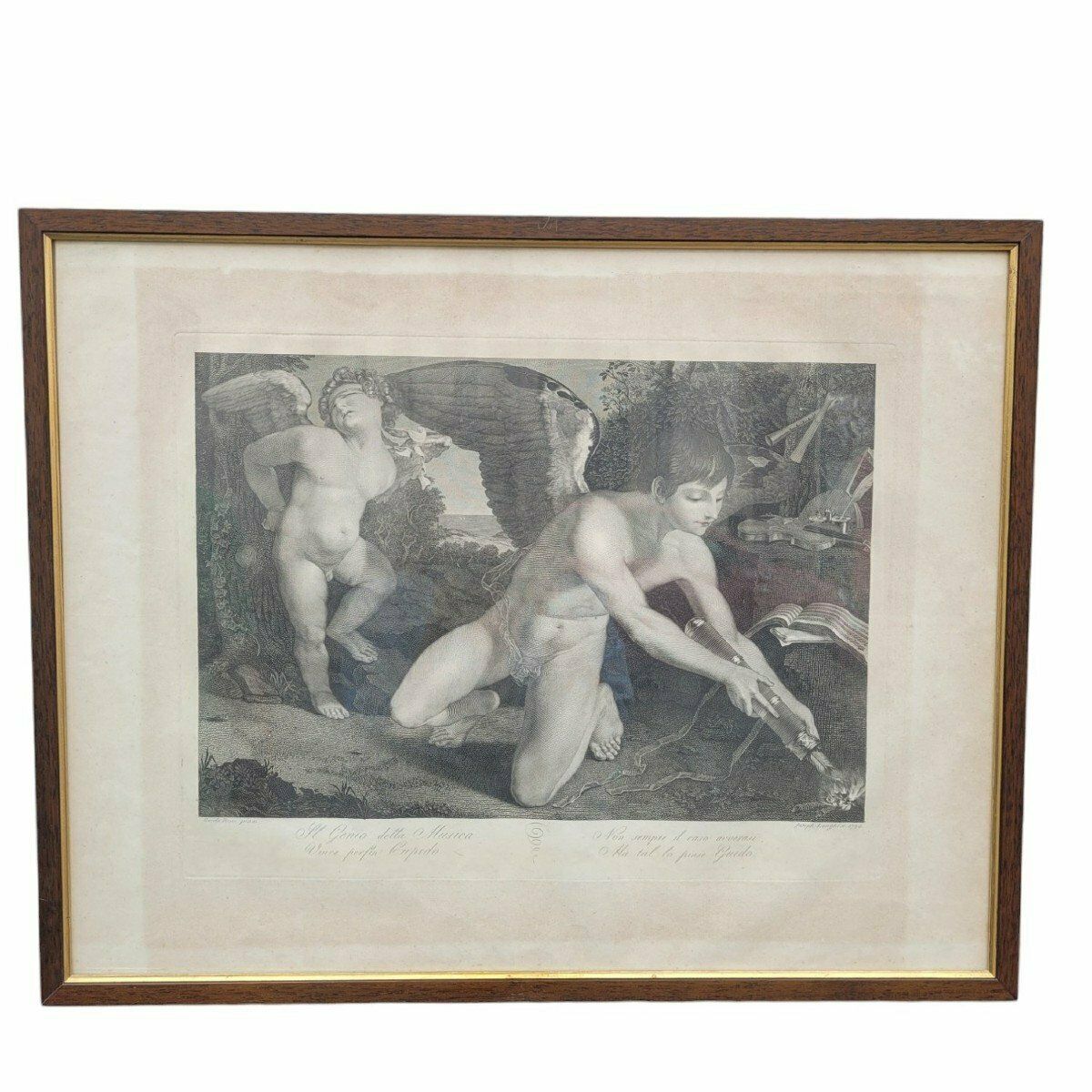 G Longhi, Il Genio De La Musica   Cupido, Framed Engraving, 19th Century