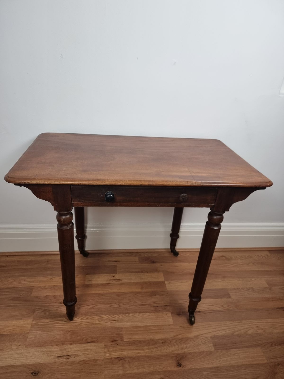Victorian Holland & Sons Mahogany Writing Table Brass Castors photo vintage