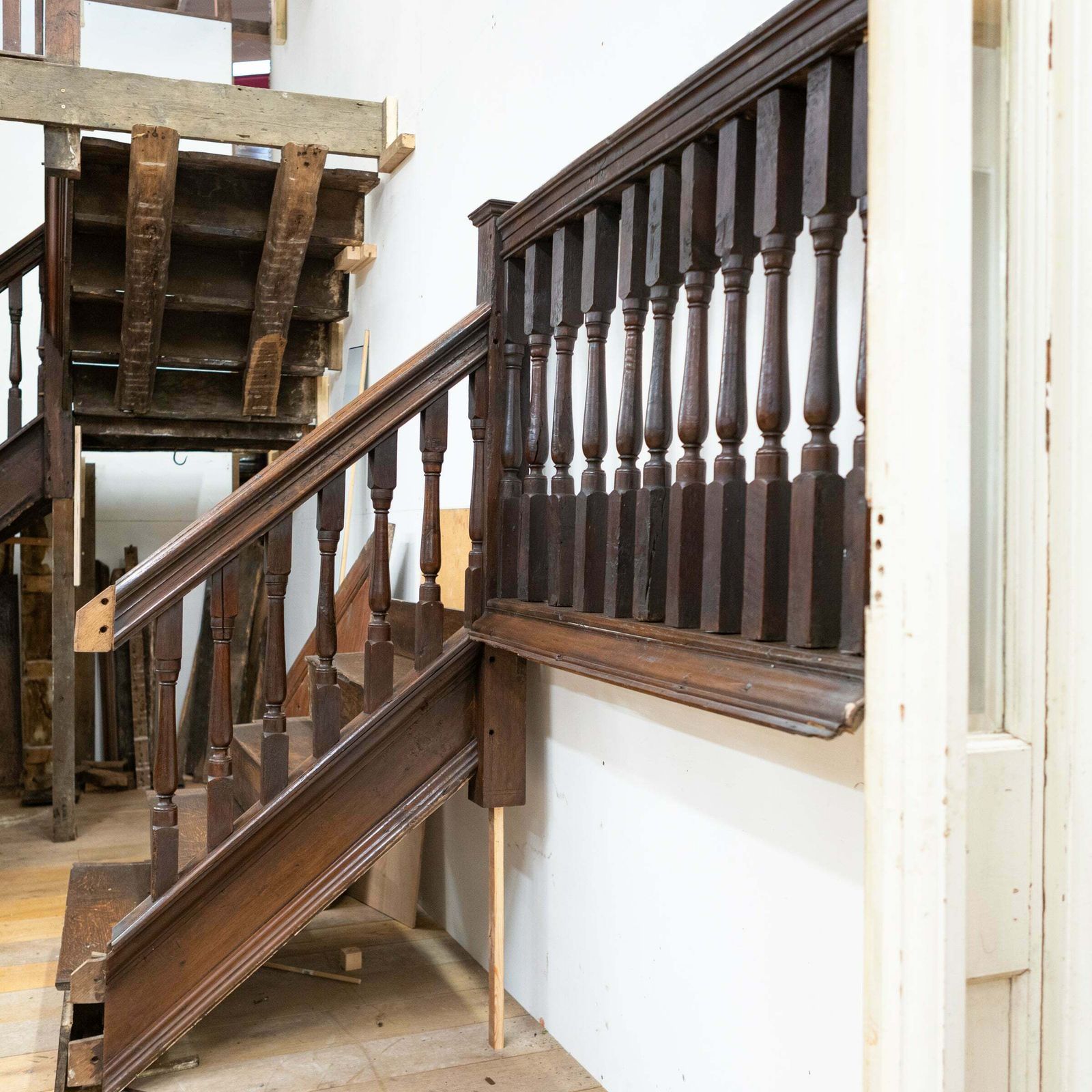 Antique Queen Anne 18th Century Oak Staircase photo for sale