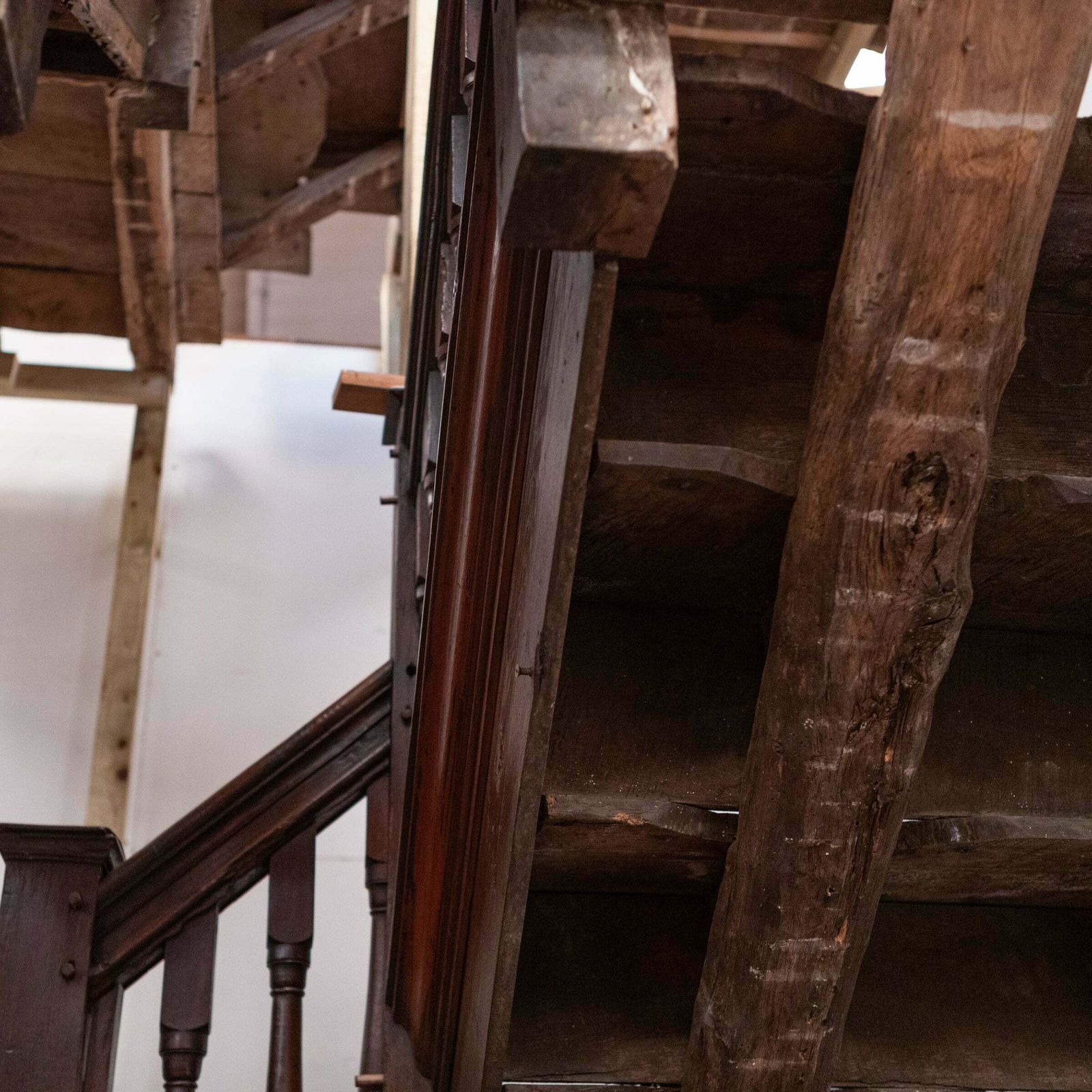 Antique Queen Anne 18th Century Oak Staircase photo vintage