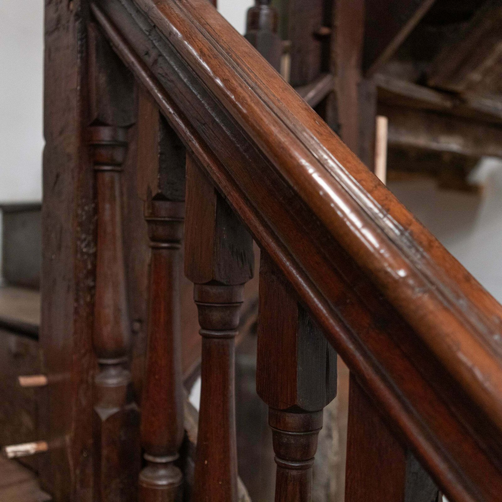 photo for sale Antique Queen Anne 18th Century Oak Staircase
