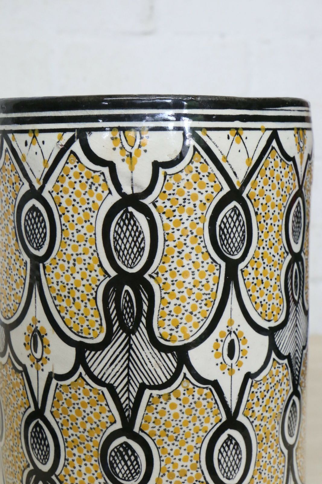 photo buy A Large Antique Moroccan Safi Pottery Vase In Yellow And Blue