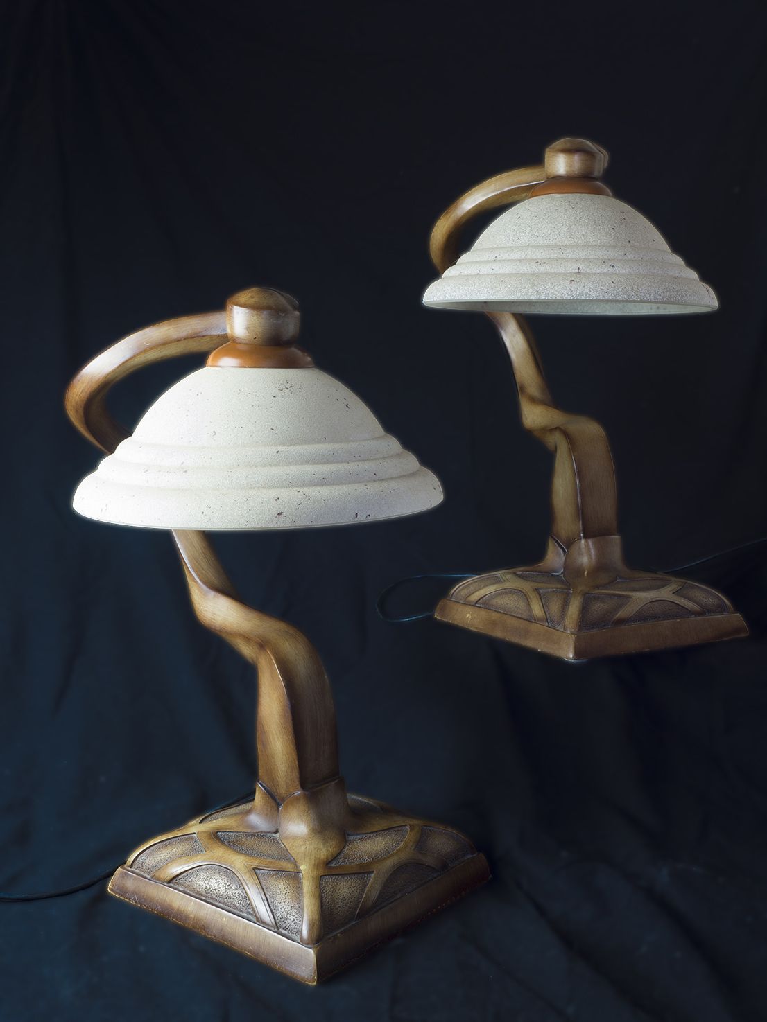21st Century Twisted Deco Lamps With Hand Painted Faux Wood Finish photo furniture