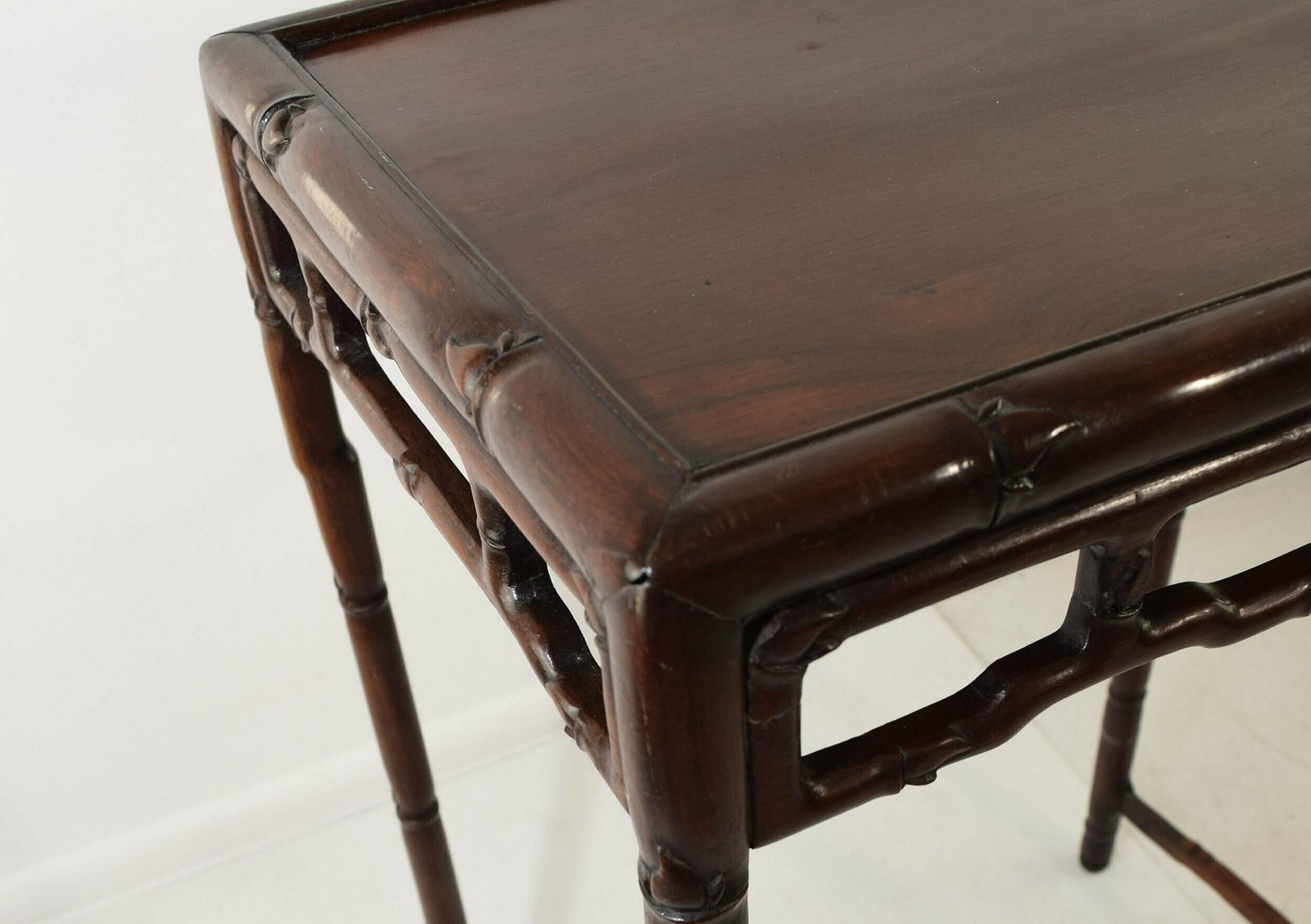 Antique Rosewood Faux Bamboo Nest Of Four Tables photo vintage