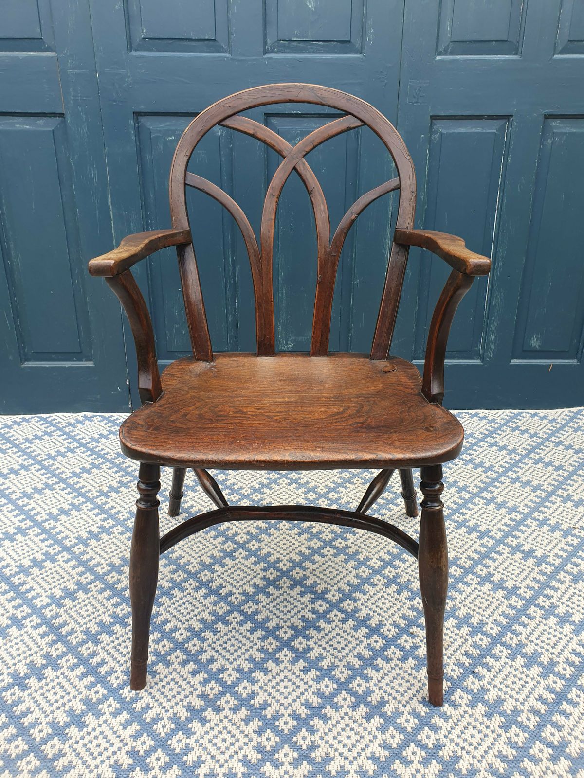 Hoop Back 19th Century Gothic Windsor Armchair photo vintage
