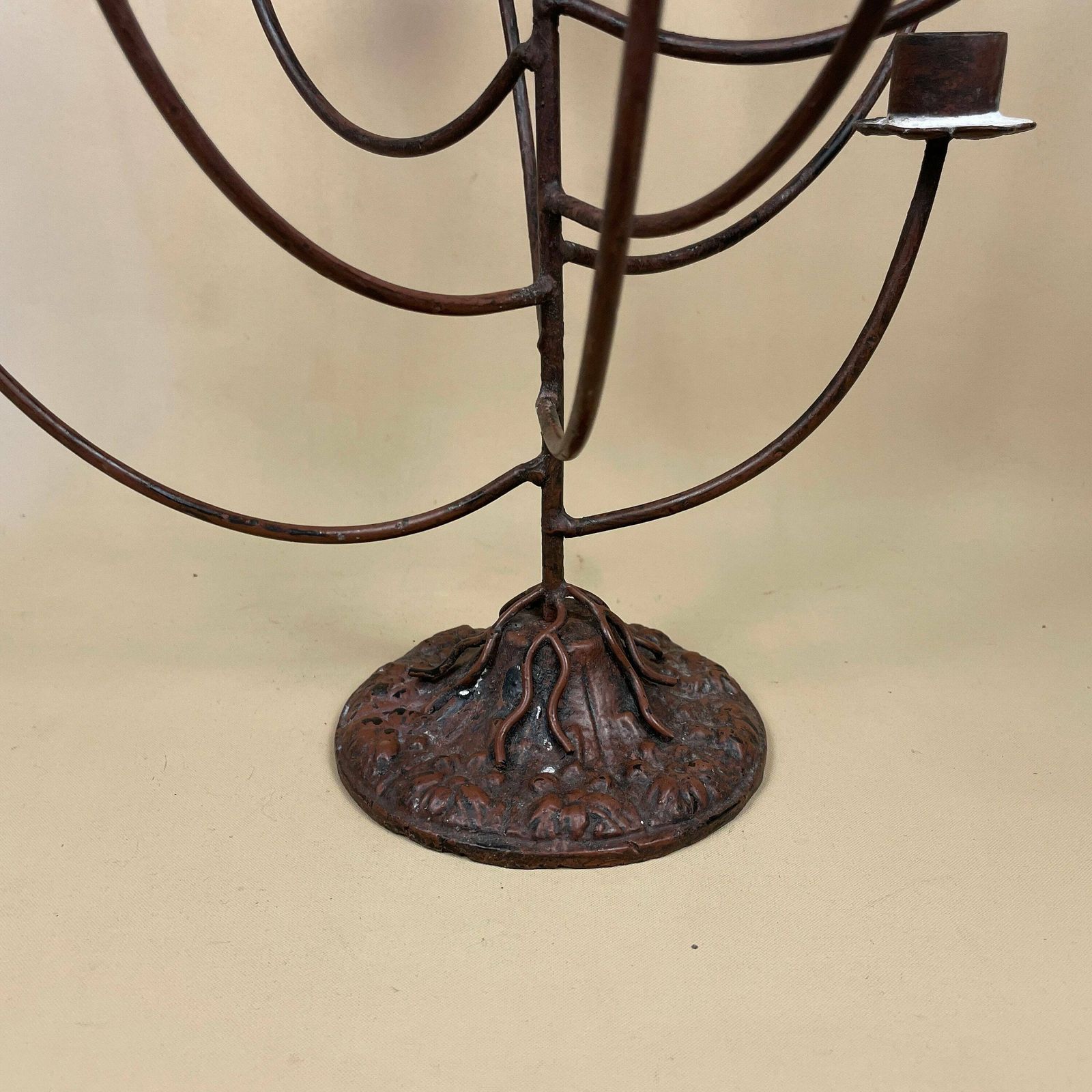 Antique Vintage Candelabra Metal Candlestick Candle Stick Handmade Taper Dinner Candlesticks Pattern 10 Arms Table Top Farmhouse Rustic Tree photo for sale