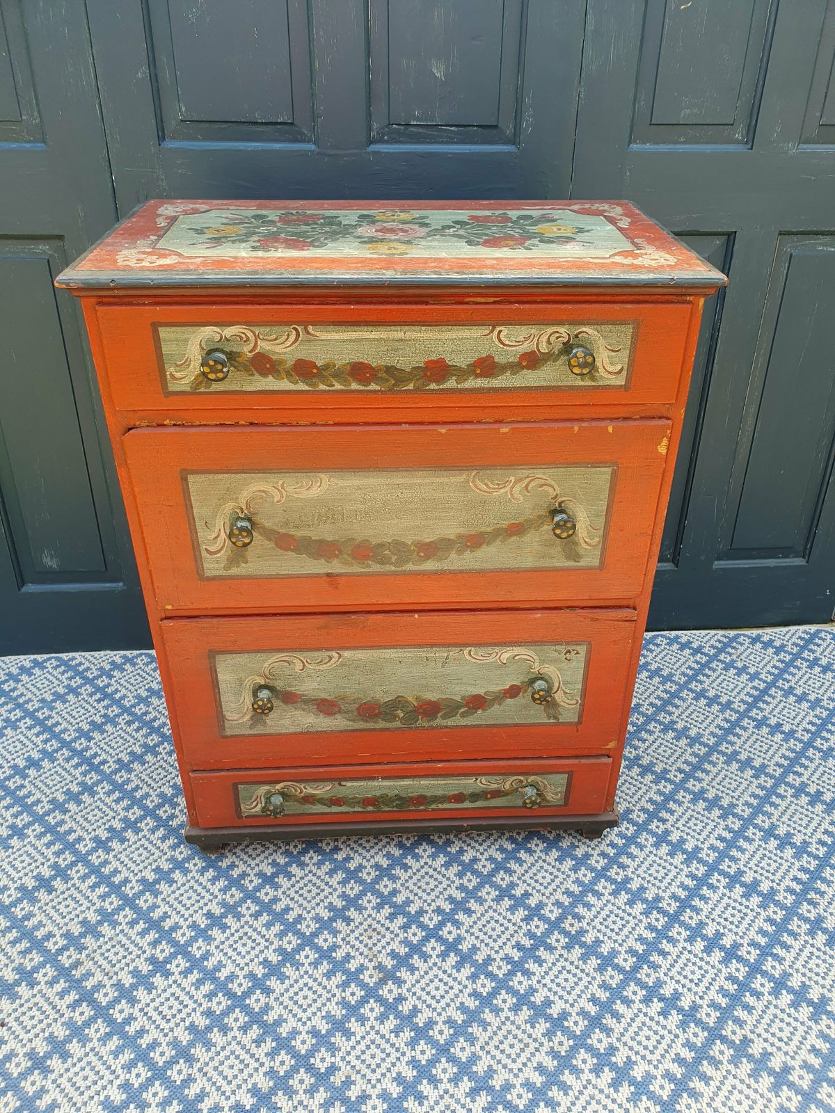 photo furniture German Antique Polychrome Painted Chest Of Drawers
