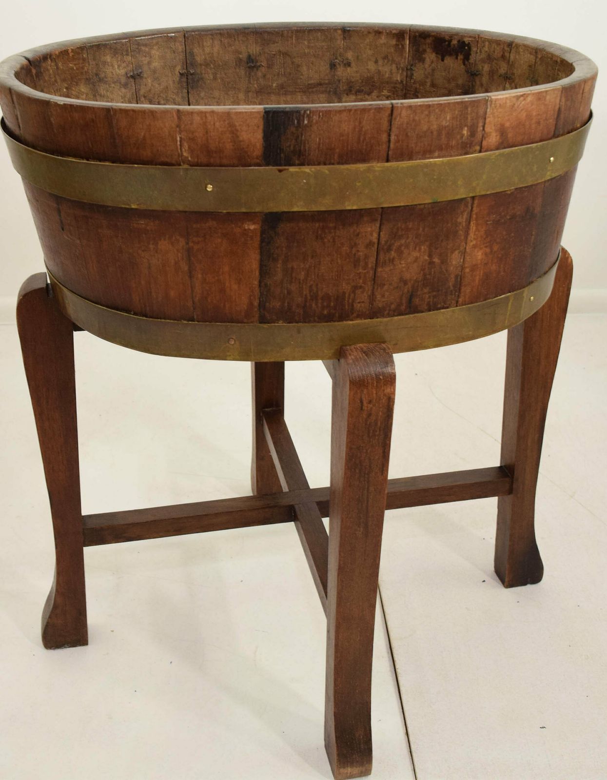 Early 20th Century Oak And Brass Bound Planter photo for sale