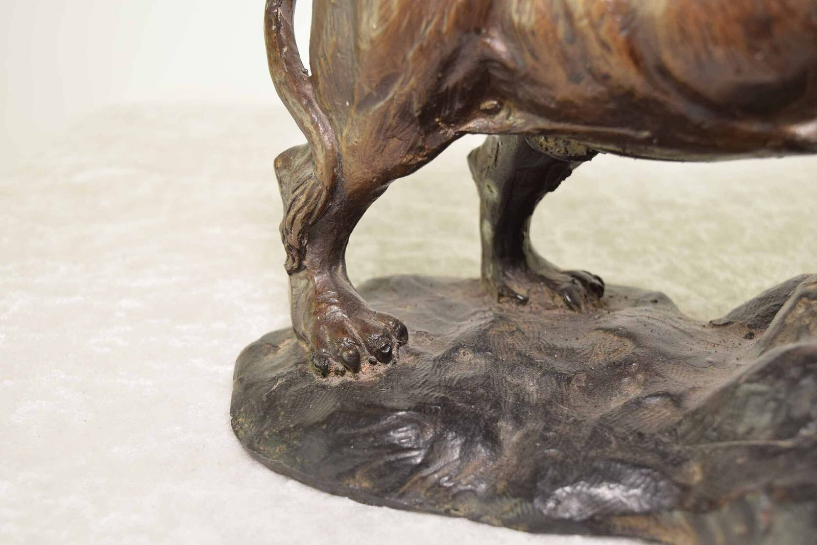 Early 19th Century Bronze Figure Of A Lion With Prey photo vintage