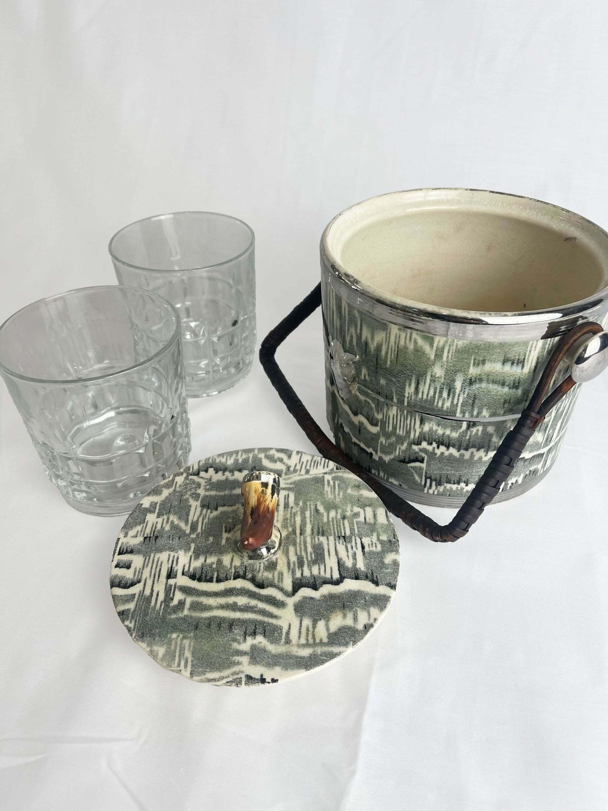 Antique Arthur Wood English Silver Shield Staffordshire Style Ice Bucket Circa 1920, Barware Collectable, Vintage Barware, Retro Ice Bucket photo buy