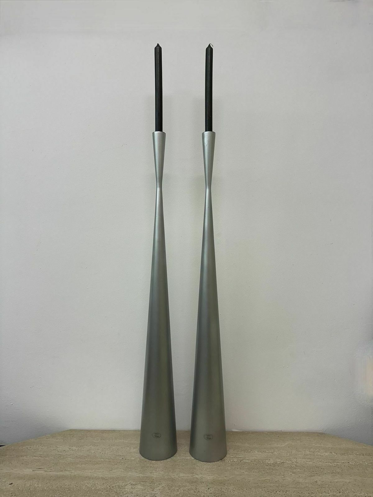 Pair Of Large Vintage Ikea Floor Candle Sticks By Ria Falk ‘Snygg’ , 1990s photo vinterior