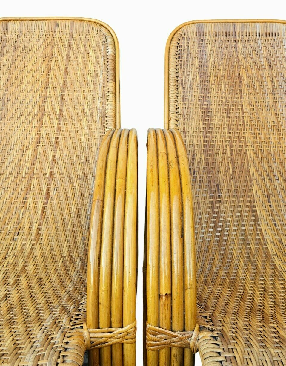 Pair Of Mid Century Modern Bamboo And Rattan Loungers // Bamboo Lounger // Made In Italy In 1960s photo buy