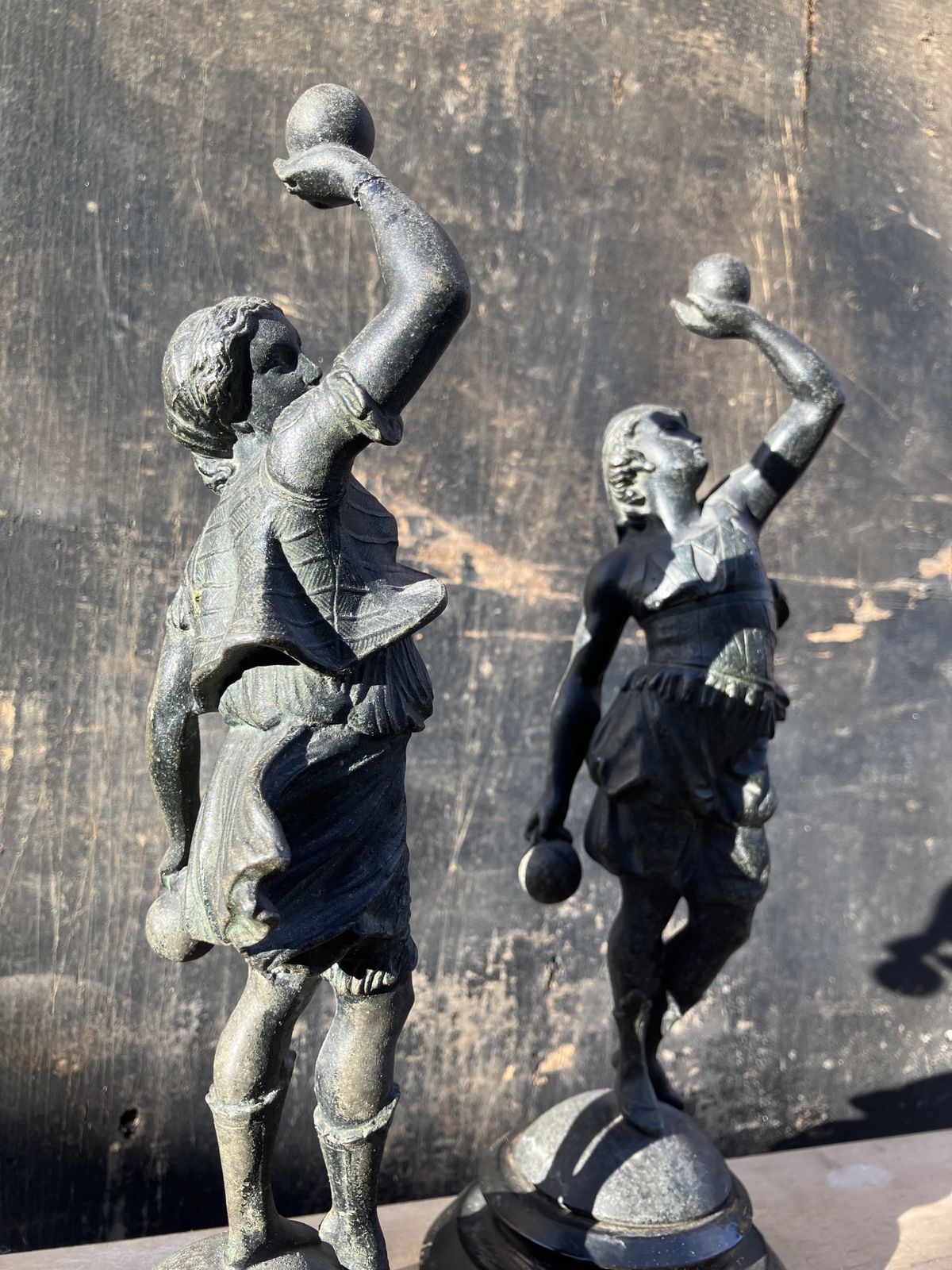 Vintage Pair Of Spelter Grecian Statue Female Figures photo furniture