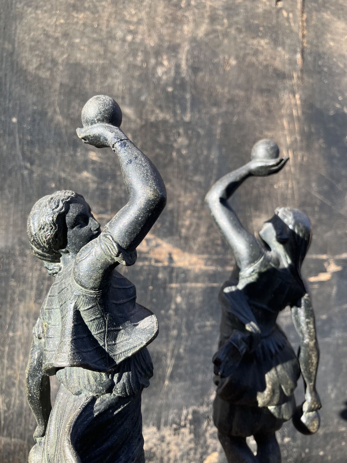 Vintage Pair Of Spelter Grecian Statue Female Figures photo 65.0