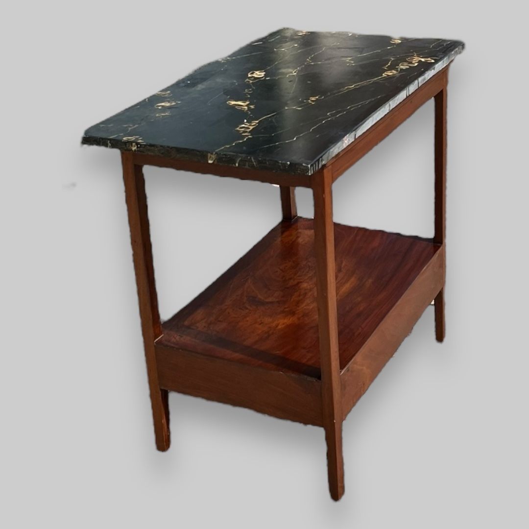 An Edwardian Mahogany Table With A Slate Top With Faux Marble Painted Effect