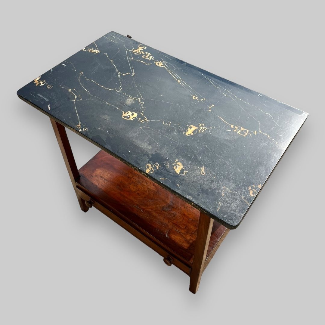 An Edwardian Mahogany Table With A Slate Top With Faux Marble Painted Effect photo 330.0