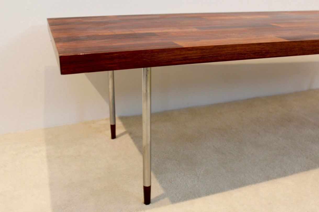 Dutch Teak & Stainless Steel Coffee Table By Rudolf Bernd Glatzel For Fristho, 1960s photo vintage