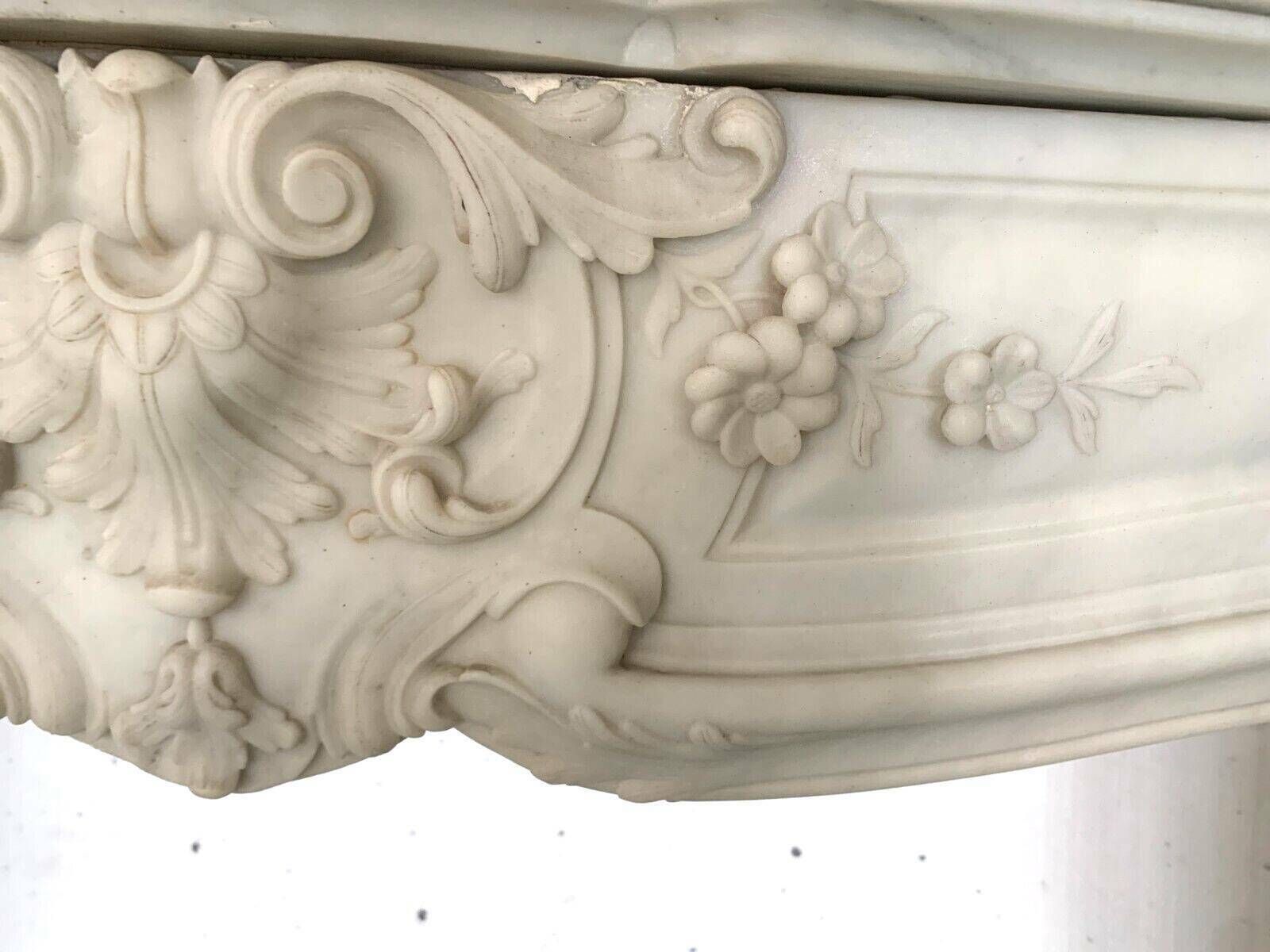 Louis XV Style Fireplace In White Carrara Marble 19th Century photo 14819.63