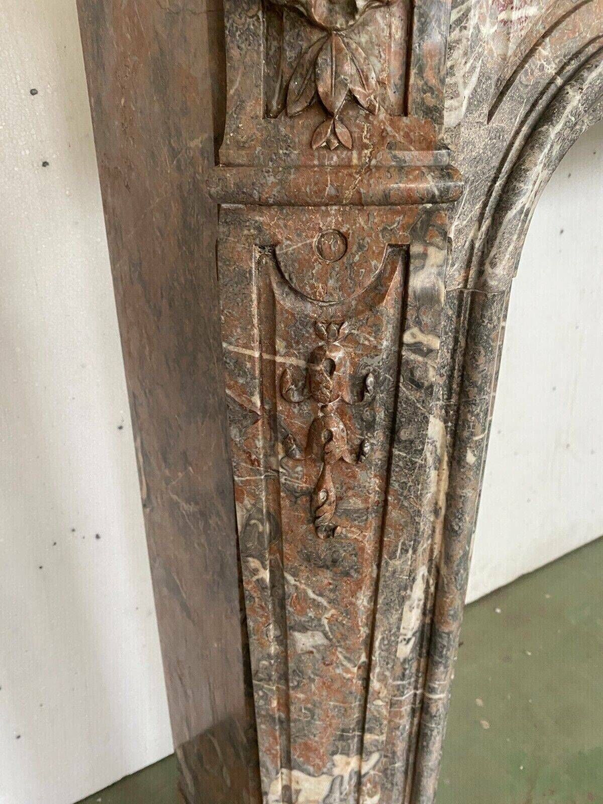 photo buy Louis XV Style Fireplace In Red Breche Marble 19th Century