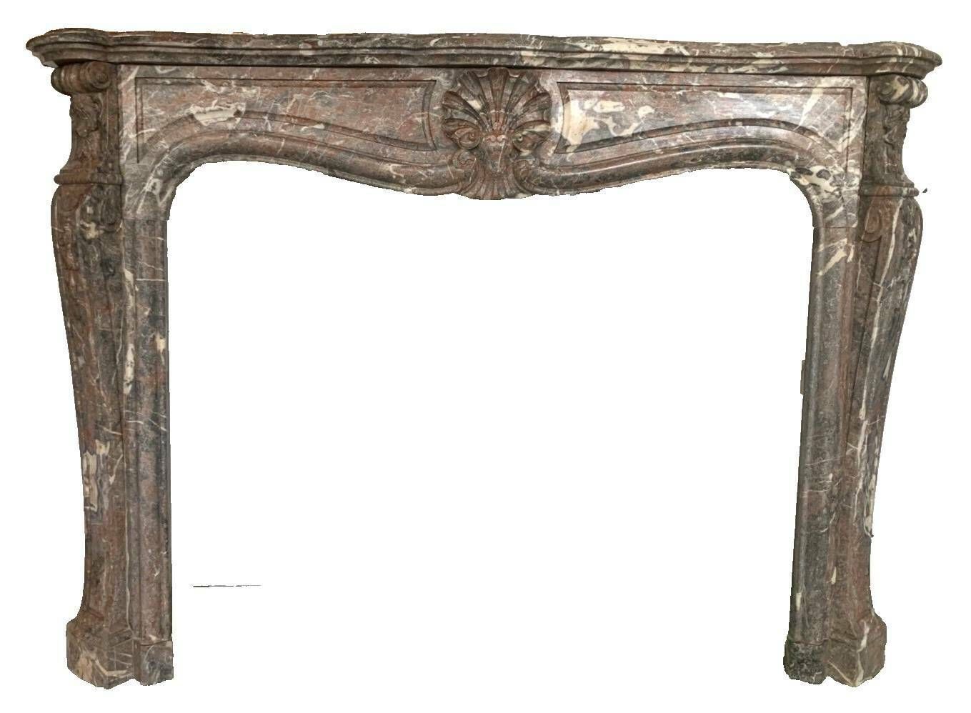 photo vintage Louis XV Style Fireplace In Red Breche Marble 19th Century