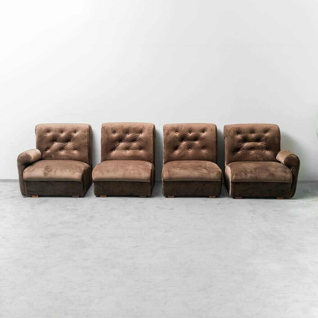 photo for sale 4 Seater Modular Sofa Velvet 70s Vintage Modern Antiques