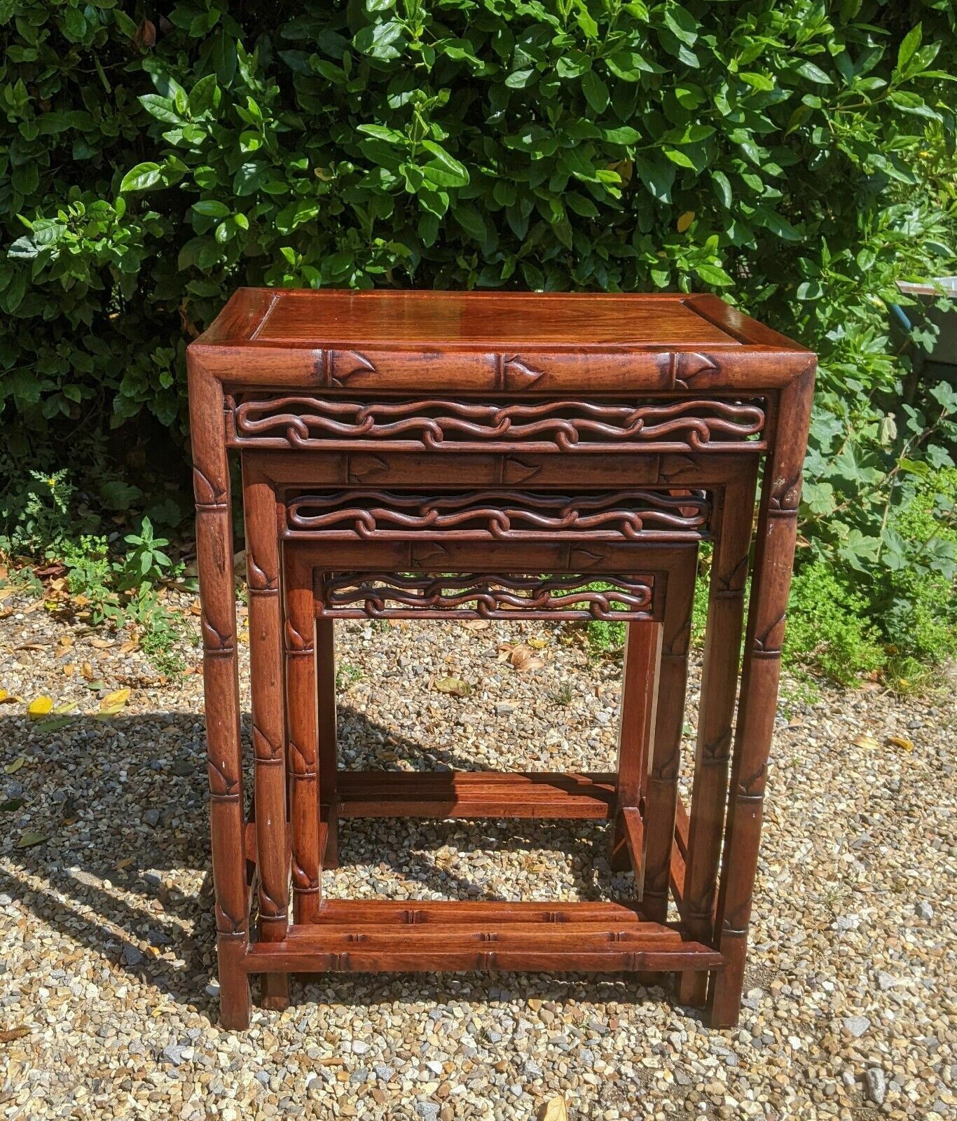 Antique Chinese Huanghuali Rosewood Nest Of Tables photo furniture