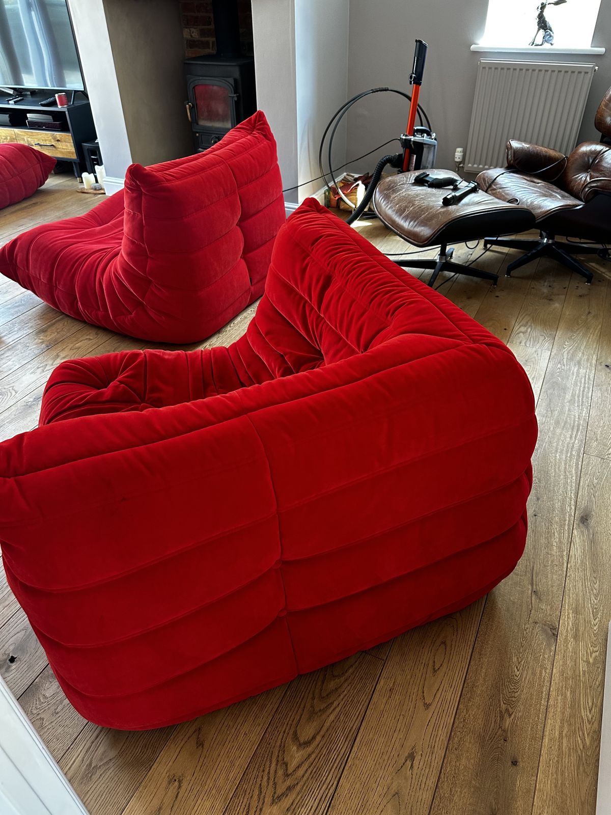A 21st Century Red "Togo" Corner Sofa