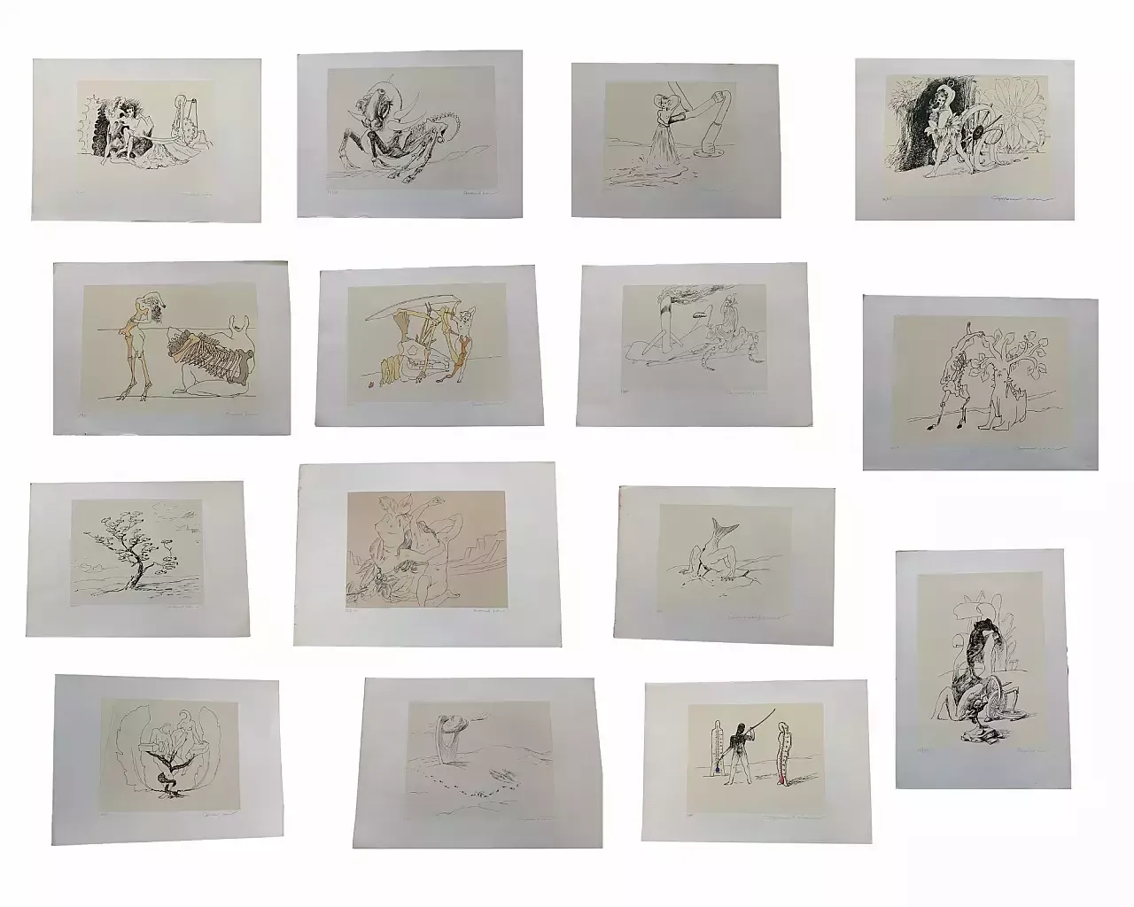 15 Lithographies By Marcel Jean With Surrealist Compositions, 1960s