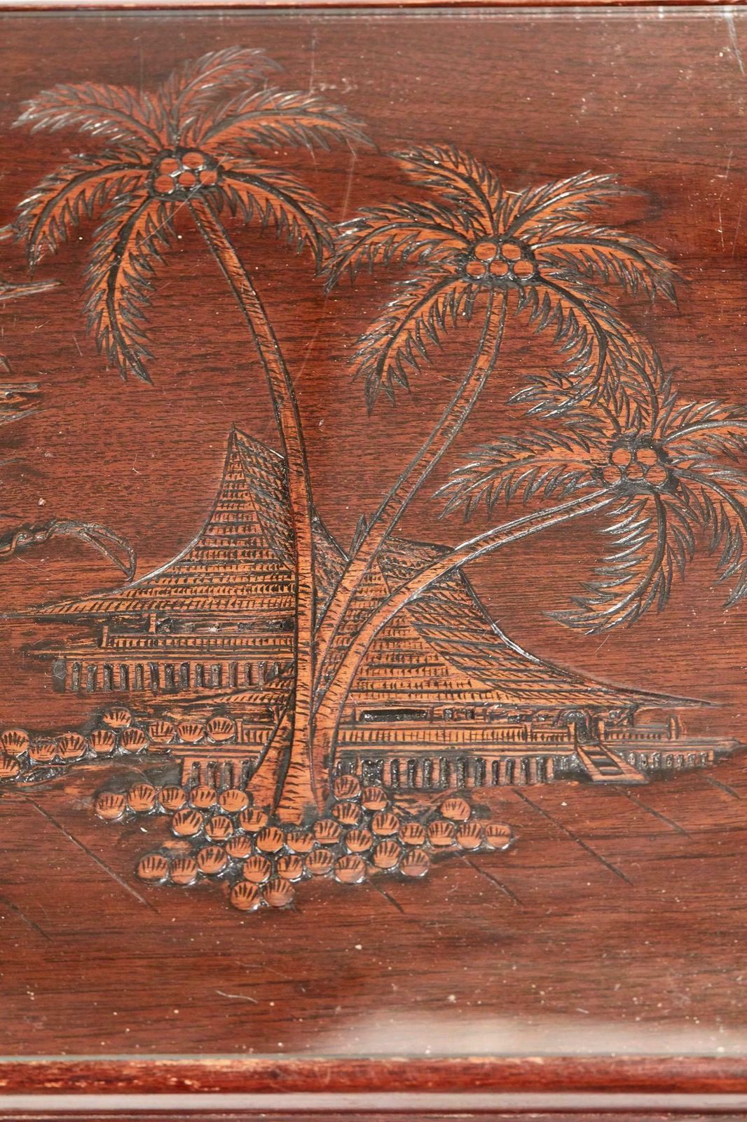 Antique Carved Hardwood Nest Of Three Tables photo furniture