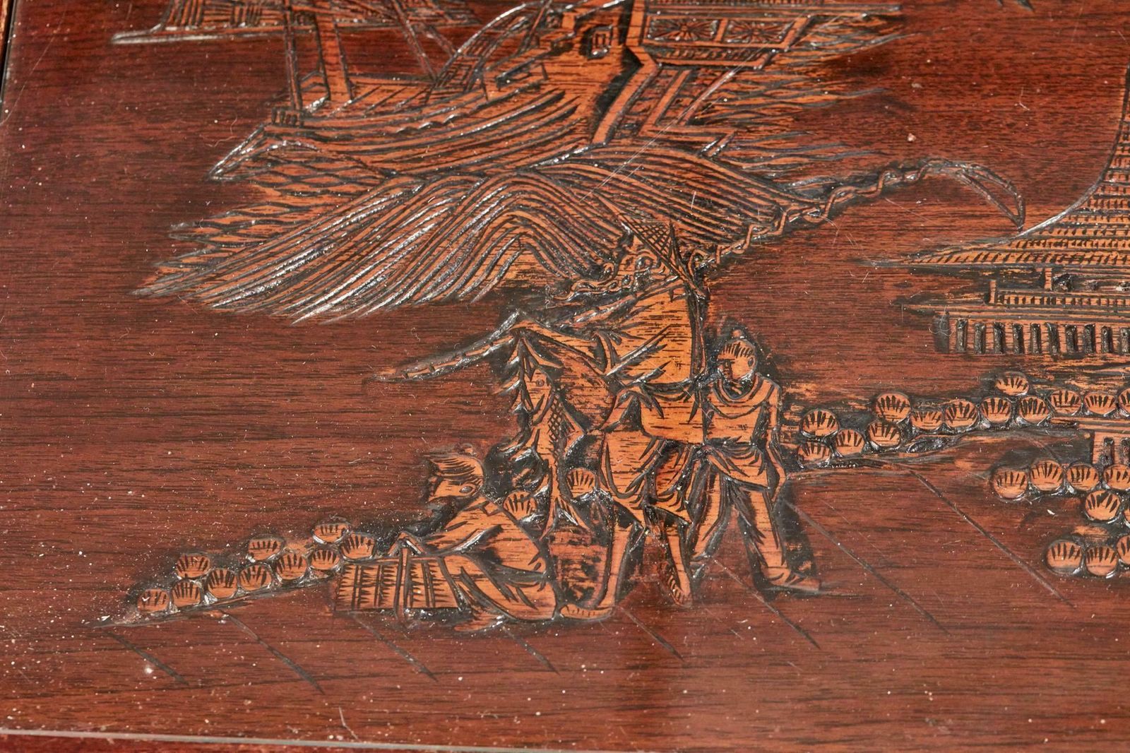 Antique Carved Hardwood Nest Of Three Tables photo Furniture