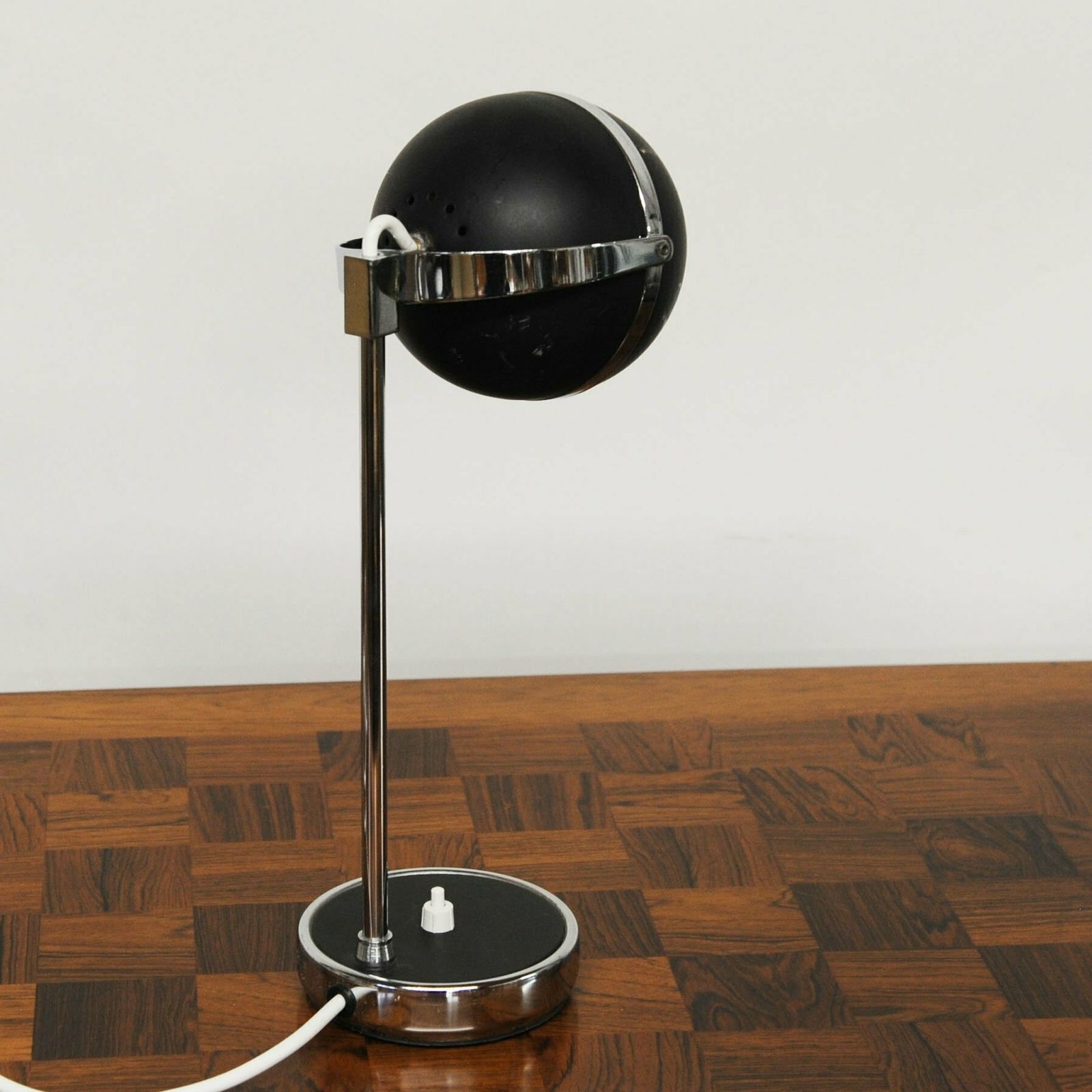 Vintage Black And Silver Eyeball Table Lamp, 1960s photo for sale