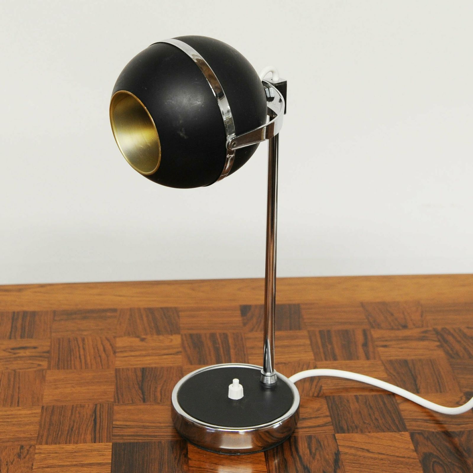 Vintage Black And Silver Eyeball Table Lamp, 1960s photo 125.0