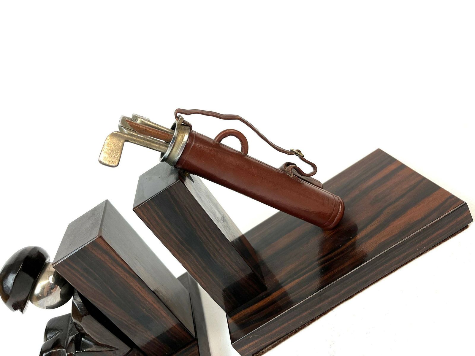 Rare Avant Garde Art Deco Rosewood Golf Bookends Artist Hand Made France 1930 photo vintage