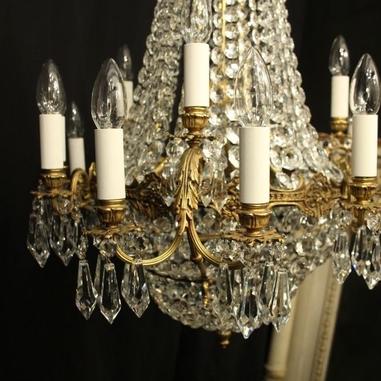 French Gilded 16 Light Tent Antique Chandelier photo for sale