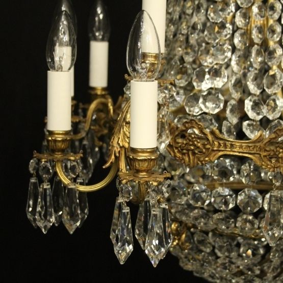 French Gilded 16 Light Tent Antique Chandelier photo Lighting