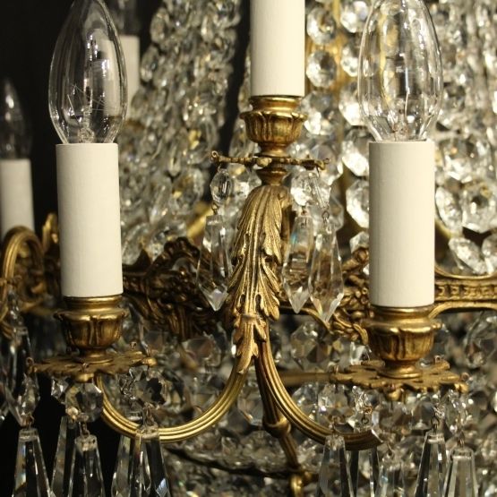 French Gilded 16 Light Tent Antique Chandelier photo 3950.0