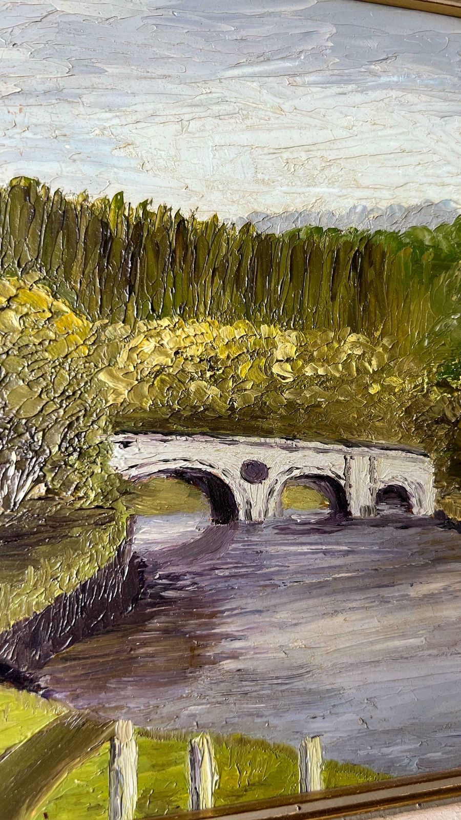 1975 Original Oil Painting Signed & Framed Depicts River And Bridge In Kenmore, Perthshire photo 159.0